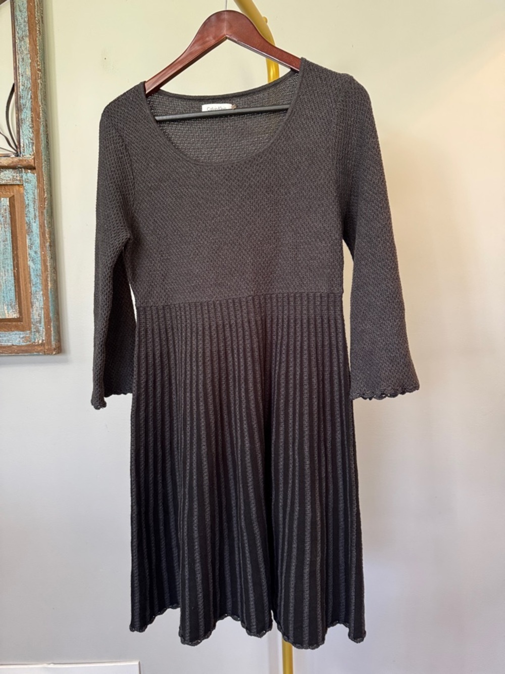 Calvin Klein Black Knit Scoop-Neck Dress Large